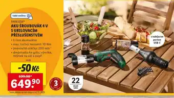 Lidl Aku šroubovák 4 v s grilovacím přílsušenstvím nabídka