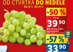 Lidl Bílé hrozny bezsemenné nabídka
