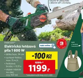 Lidl Elektrická řetězová pila 1600 w nabídka