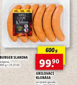 Lidl Grilovací klobása nabídka