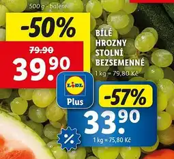 Lidl Bílé hrozny stolní bezsemenné nabídka