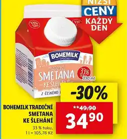 Lidl Bohemilk tradiční smetana ke šlehání nabídka