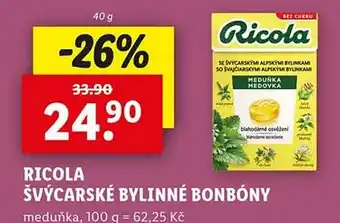 Lidl Ricola švýcarské bylinné bonbóny nabídka