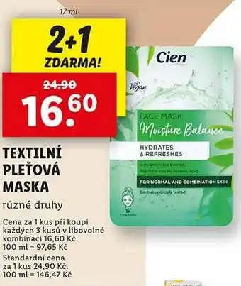 Lidl Textilní pleťová maska nabídka