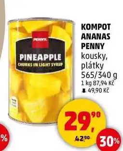Penny Market KOMPOT ANANAS PENNY kousky, plátky, 565/340 g nabídka