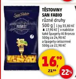 Penny Market TĚSTOVINY SAN FABIO různé druhy, 500 g nabídka