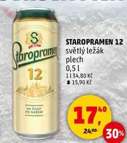 Penny Market STAROPRAMEN 12 světlý ležák plech, 0,5 l nabídka
