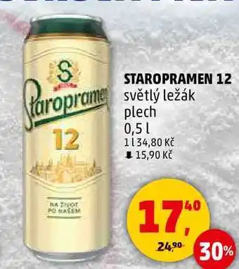 Penny Market STAROPRAMEN 12 světlý ležák plech, 0,5 l nabídka