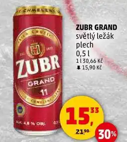 Penny Market ZUBR O GRAND 11 světlý ležák plech, 0,5 l nabídka
