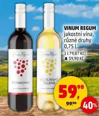 Penny Market VINUM REGUM jakostní vína, různé druhy, 0,75 l nabídka