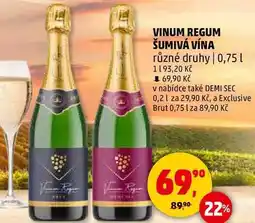 Penny Market VINUM REGUM ŠUMIVÁ VÍNA různé druhy, 0,75 l nabídka