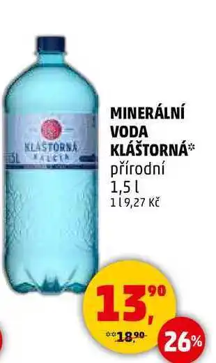Penny Market MINERÁLNÍ VODA KLÁŠTORNÁ přírodní, 1,5 l nabídka