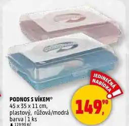Penny Market PODNOS S VÍKEM 45 x 35 x 11 cm, plastový, růžová/modrá barva, 1 ks nabídka