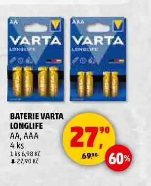 Penny Market BATERIE VARTA LONGLIFE AA, AAA, 4 ks nabídka