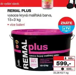 Barvy a laky drogerie REMAL PLUS vysoce kryvá malířská barva, 15+3 kg nabídka