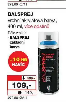 Barvy a laky drogerie BALSPREJ vrchní akrylátová barva, 400 ml nabídka