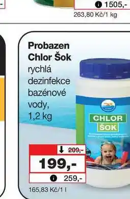 Barvy a laky drogerie Probazen Chlor Šok rychlá dezinfekce bazénové vody 1,2 kg nabídka