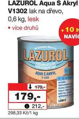 Barvy a laky drogerie LAZUROL Aqua S Akryl V1302 lak na dřevo, 0,6 kg, lesk nabídka
