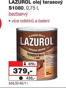 Barvy a laky drogerie LAZUROL olej terasový $1080, 0,75 1, bezbarvý nabídka