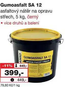 Barvy a laky drogerie Gumoasfalt SA 12 asfaltový nátěr na opravu střech, 5 kg nabídka