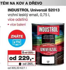 Barvy a laky drogerie INDUSTROL Univerzál S2013 vrchní lesklý email, 0,75l nabídka