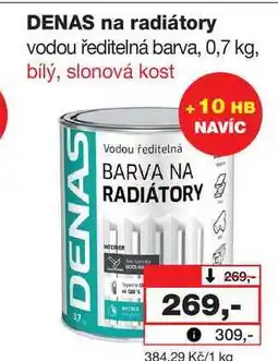 Barvy a laky drogerie DENAS na radiátory vodou ředitelná barva, 0,7 kg nabídka