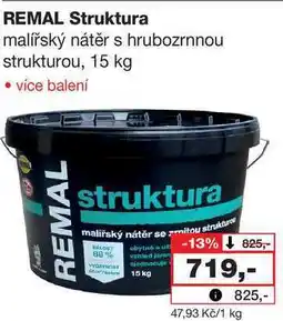 Barvy a laky drogerie REMAL Struktura malířský nátěr s hrubozrnnou strukturou, 15 kg nabídka