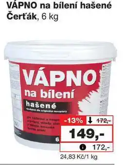 Barvy a laky drogerie VÁPNO na bílení hašené Čerťák, 6 kg nabídka