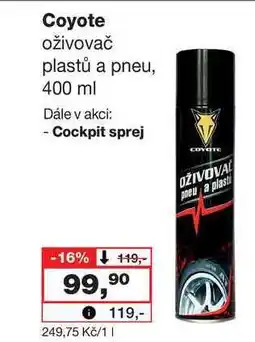Barvy a laky drogerie Coyote oživovač plastů a pneu, 400 ml nabídka