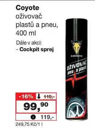 Barvy a laky drogerie Coyote oživovač plastů a pneu, 400 ml nabídka
