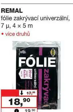 Barvy a laky drogerie REMAL fólie zakrývací univerzální, 7 μ, 4 x 5 m nabídka