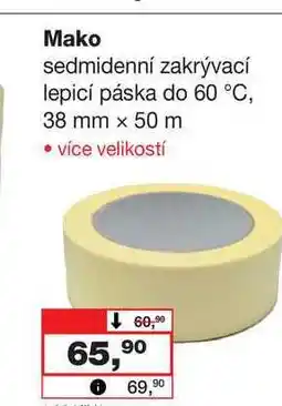 Barvy a laky drogerie Mako sedmidenní zakrývací lepicí páska do 60 °C, 38 mm x 50 m nabídka