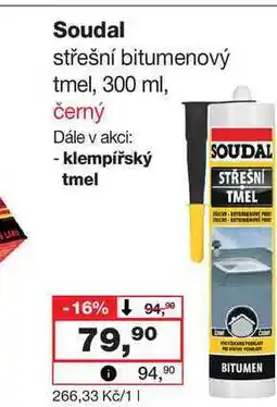 Barvy a laky drogerie Soudal střešní bitumenový tmel, 300 ml nabídka