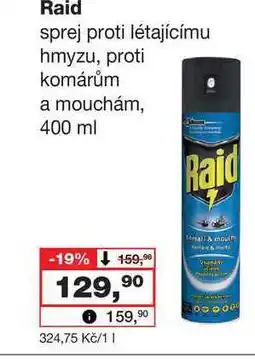 Barvy a laky drogerie Raid sprej proti létajícímu hmyzu, proti komárům a mouchám, 400 ml nabídka