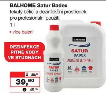 Barvy a laky drogerie BALHOME Satur Badex tekutý bělicí a dezinfekční prostředek pro profesionální použití, 1l nabídka