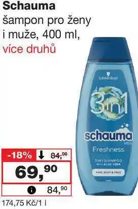 Barvy a laky drogerie Schauma šampon pro ženy i muže, 400 ml nabídka
