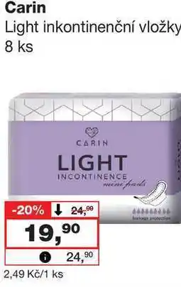 Barvy a laky drogerie Carin Light inkontinenční vložky 8 ks nabídka