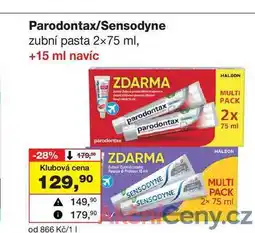 Barvy a laky drogerie Sensodyne zubní pasta 2x75 ml nabídka