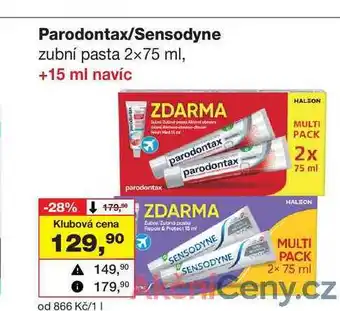 Barvy a laky drogerie Sensodyne zubní pasta 2x75 ml nabídka