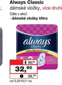 Barvy a laky drogerie Always Classic dámské vložky, více druhú nabídka