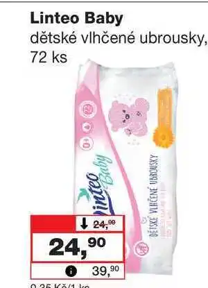 Barvy a laky drogerie Linteo Baby dětské vlhčené ubrousky, 72 ks nabídka