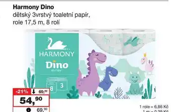 Barvy a laky drogerie Harmony Dino dětský 3vrstvý toaletní papír, role 17,5 m, 8 rolí nabídka