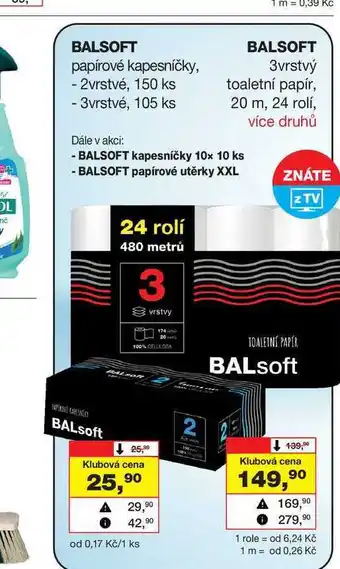 Barvy a laky drogerie BALSOFT papírové kapesníčky, - 2vrstvé, 150 ks -3vrstvé, 105 ks nabídka
