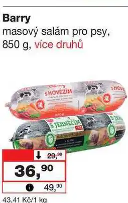 Barvy a laky drogerie Barry masový salám pro psy, 850 g nabídka