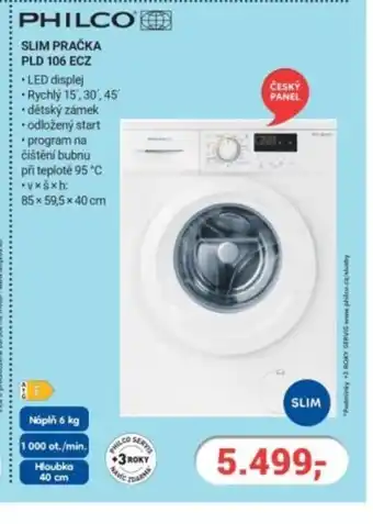 Planeo Elektro PHILCO Slim pračka PLD 106 ECZ nabídka