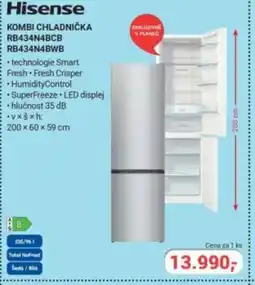 Planeo Elektro Hisense Kombi chladnička RB434N4BCB RB434N4BWB nabídka