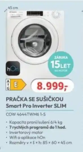 Planeo Elektro Pračka se sušičkou Smart Pro Inverter Slim COW 4644TWM6 1-S nabídka