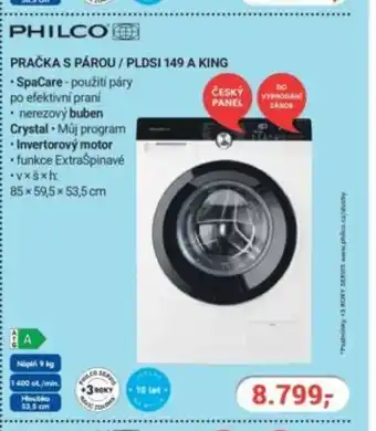 Planeo Elektro PHILCO Pračka s párou / PLDSI 149 A KING nabídka