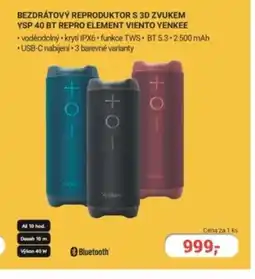 Planeo Elektro Bezdrátový reproduktor s 3D zvukem YSP 40 BT repro element viento Yenkee nabídka