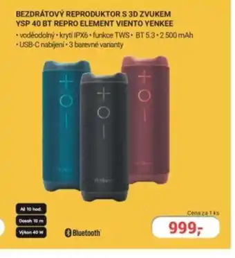 Planeo Elektro Bezdrátový reproduktor s 3D zvukem YSP 40 BT repro element viento Yenkee nabídka